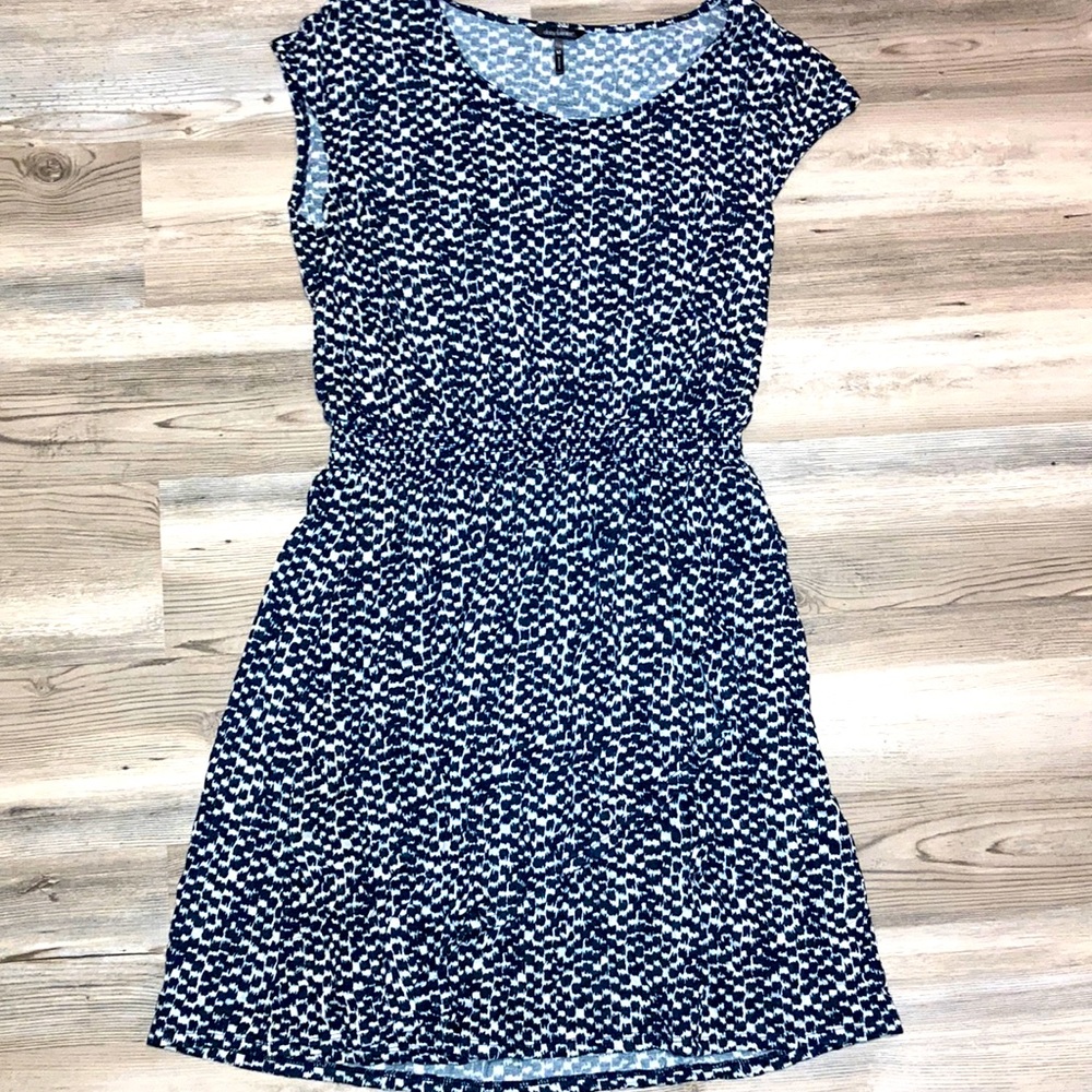 Navy and white dress with cute slit in front